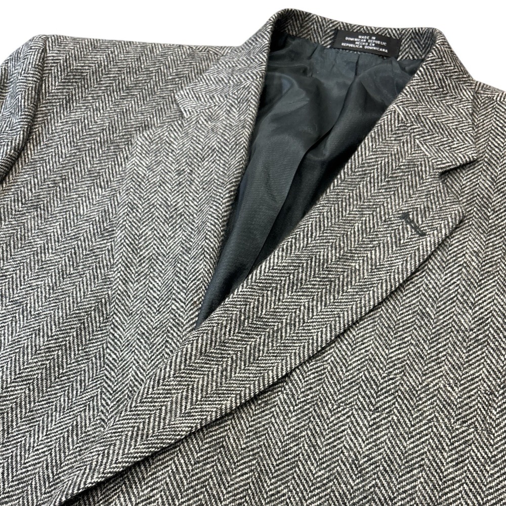 Town Craft Men's Tweed Sport Coat Blazer Two Button Gray Herringbone 46L - Picture 2 of 12